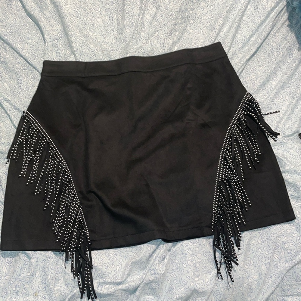 High waisted western inspired black skirt
